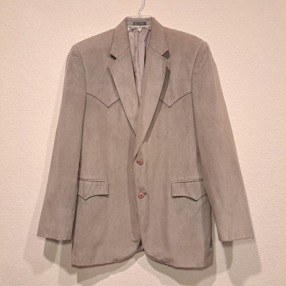 Circle S Western blazer jacket sport coat cowboy gray microfiber yoke size 42L